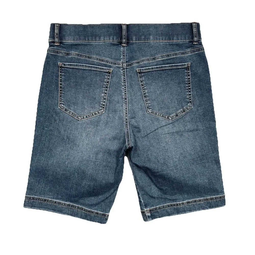 Gloria Shape Effect Pull On Bermuda Shorts Petite 10P (W31 Inseam 9) Blue Womens